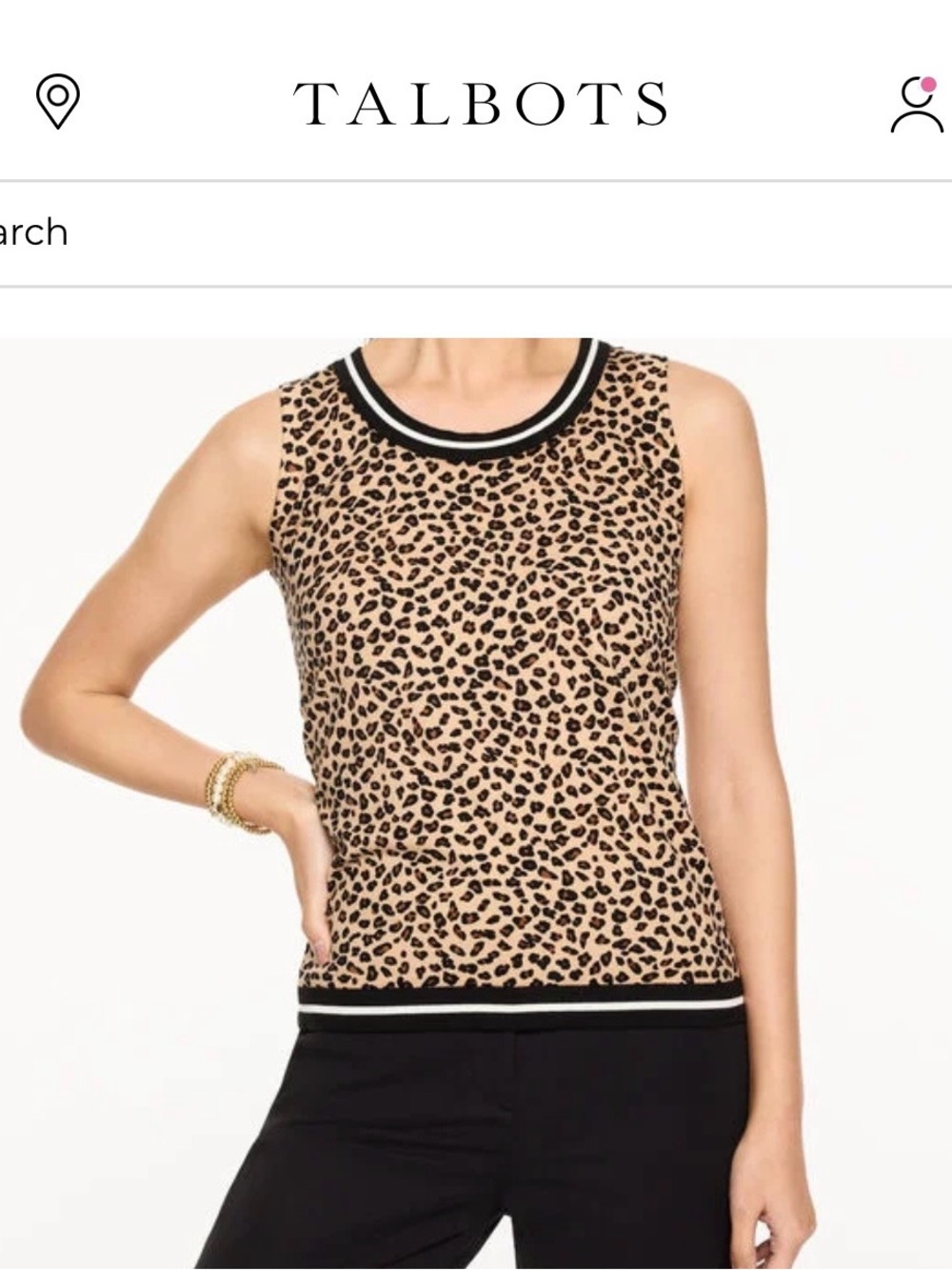 Talbots Leopard-Print Knit Tank in Tan and Black NWT PERFECT!
